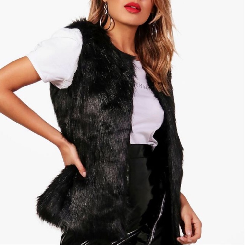 Black Faux Fur Vest